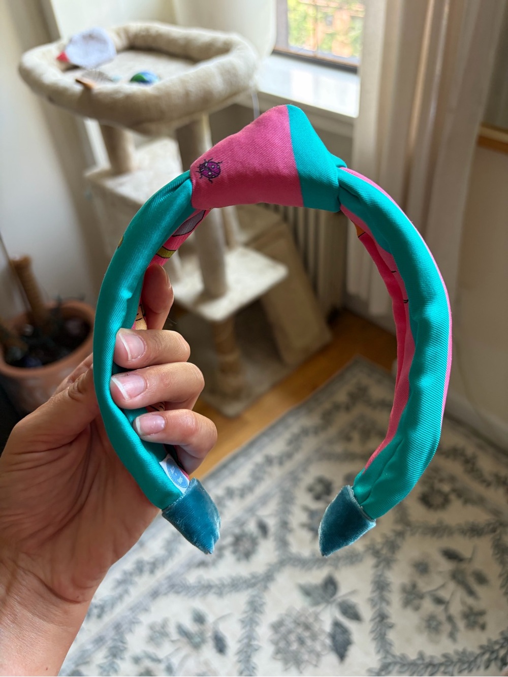 80s Barbie Inspired Pink & Teal Floral Gucci Upcycled Padded Headband